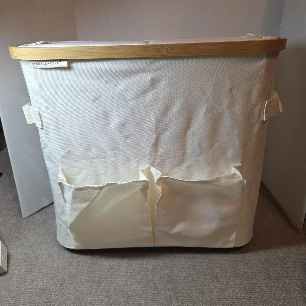Bamboo Lid Storage Case Folding Bag Contain Organize Laundry Bathroom